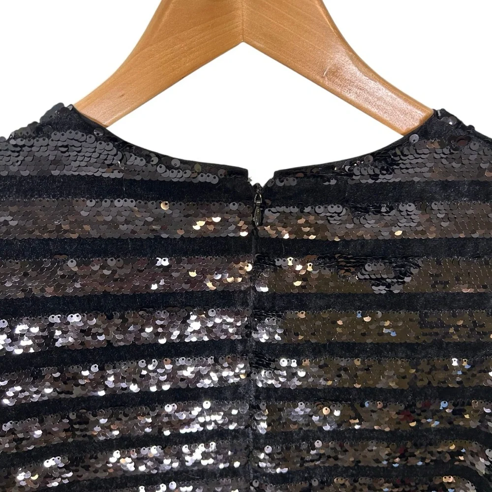 INC Sequin Sheath Dress Size MEDIUM Petite Glitz Black 3/4 Party Holiday NWT